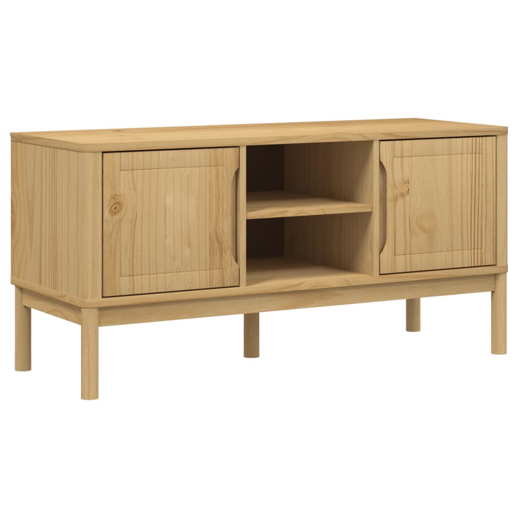 Tv-meubel FLORO 114x43x55 cm massief grenenhout wasbruin