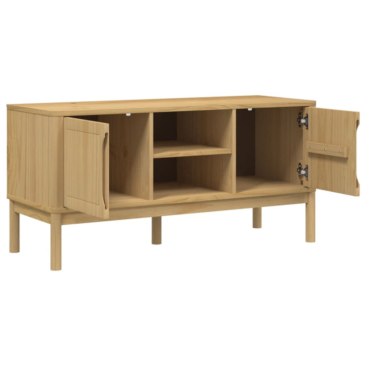 Tv-meubel FLORO 114x43x55 cm massief grenenhout wasbruin