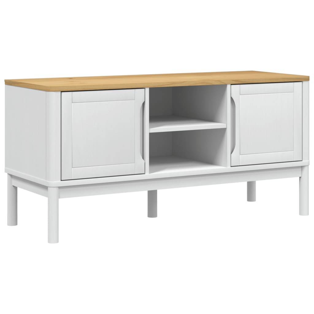 Tv-meubel FLORO 114x43x55 cm massief groenhout wit