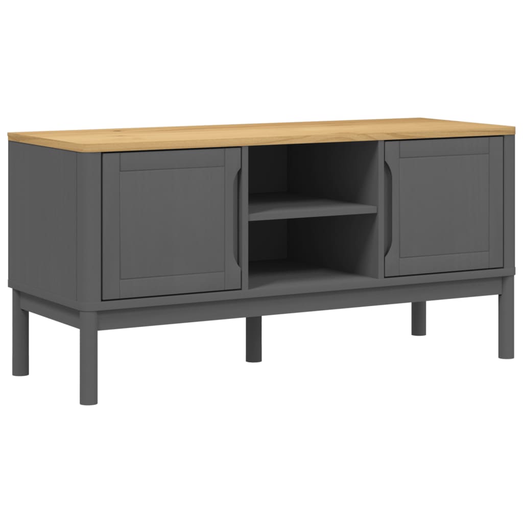 Tv-meubel FLORO 114x43x55 cm massief grenenhout grijs