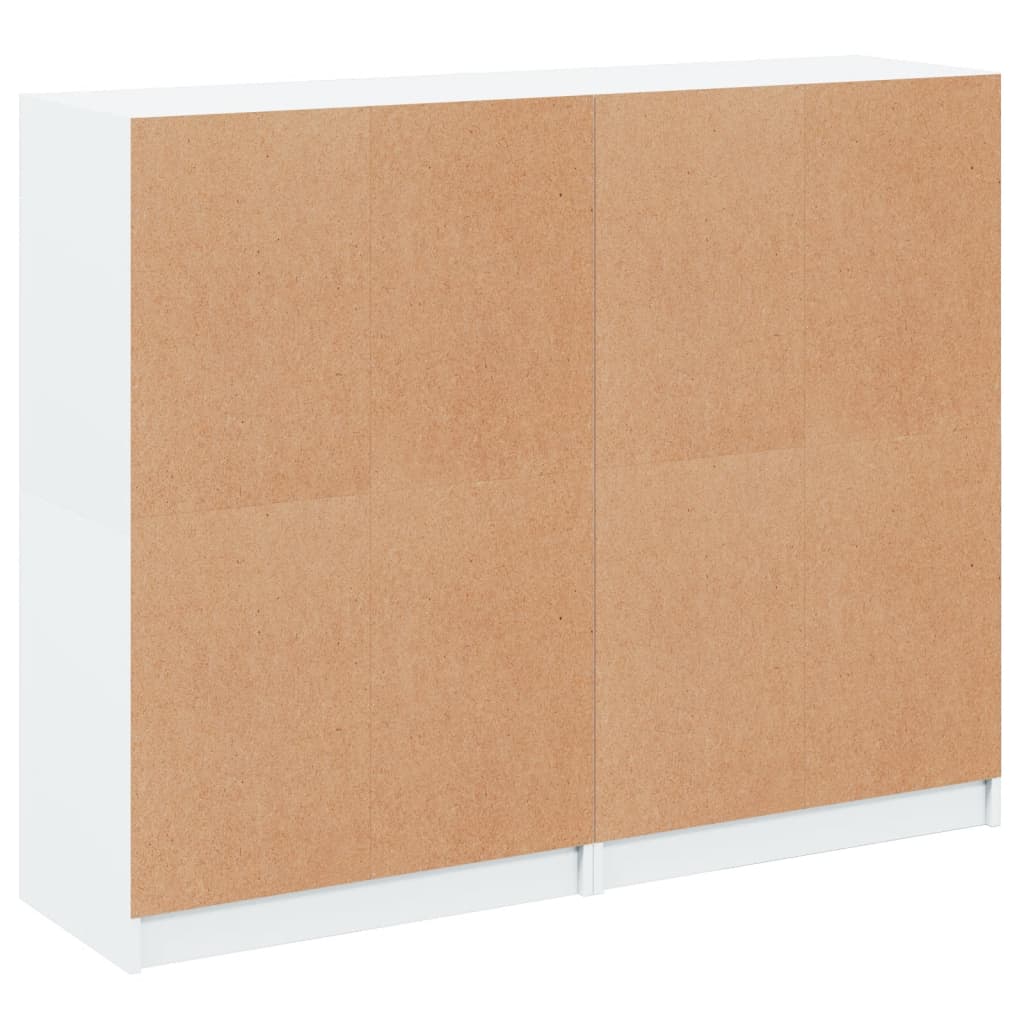 Boekenkast met deuren 136x37x109 cm bewerkt hout wit