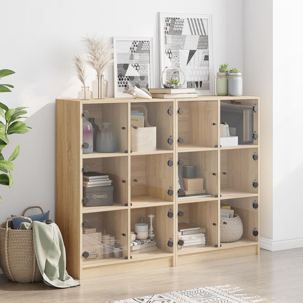 Boekenkast met deuren 136x37x109 cm hout sonoma eikenkleurig