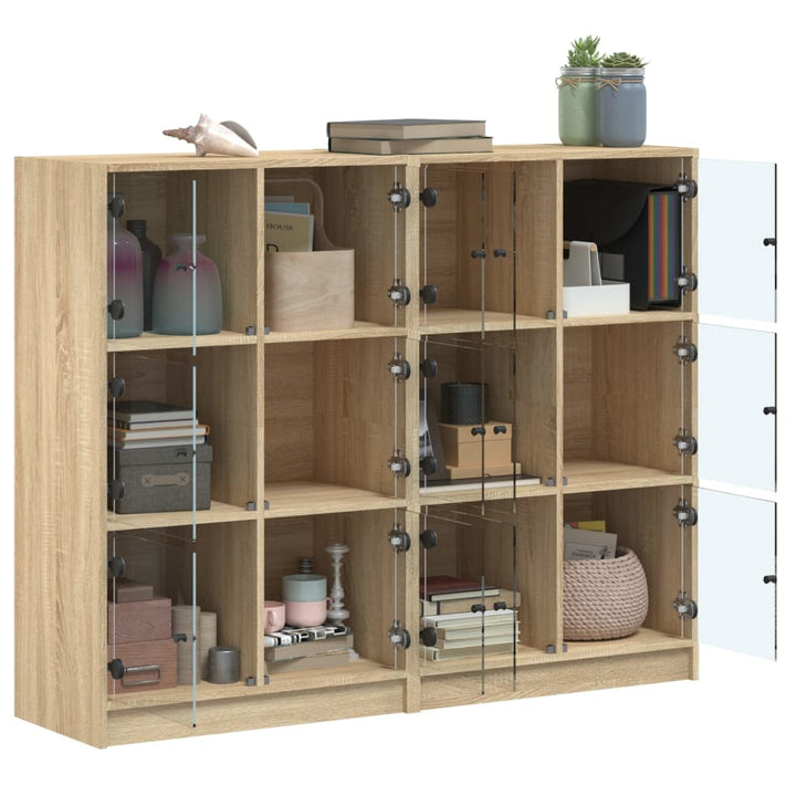 Boekenkast met deuren 136x37x109 cm hout sonoma eikenkleurig