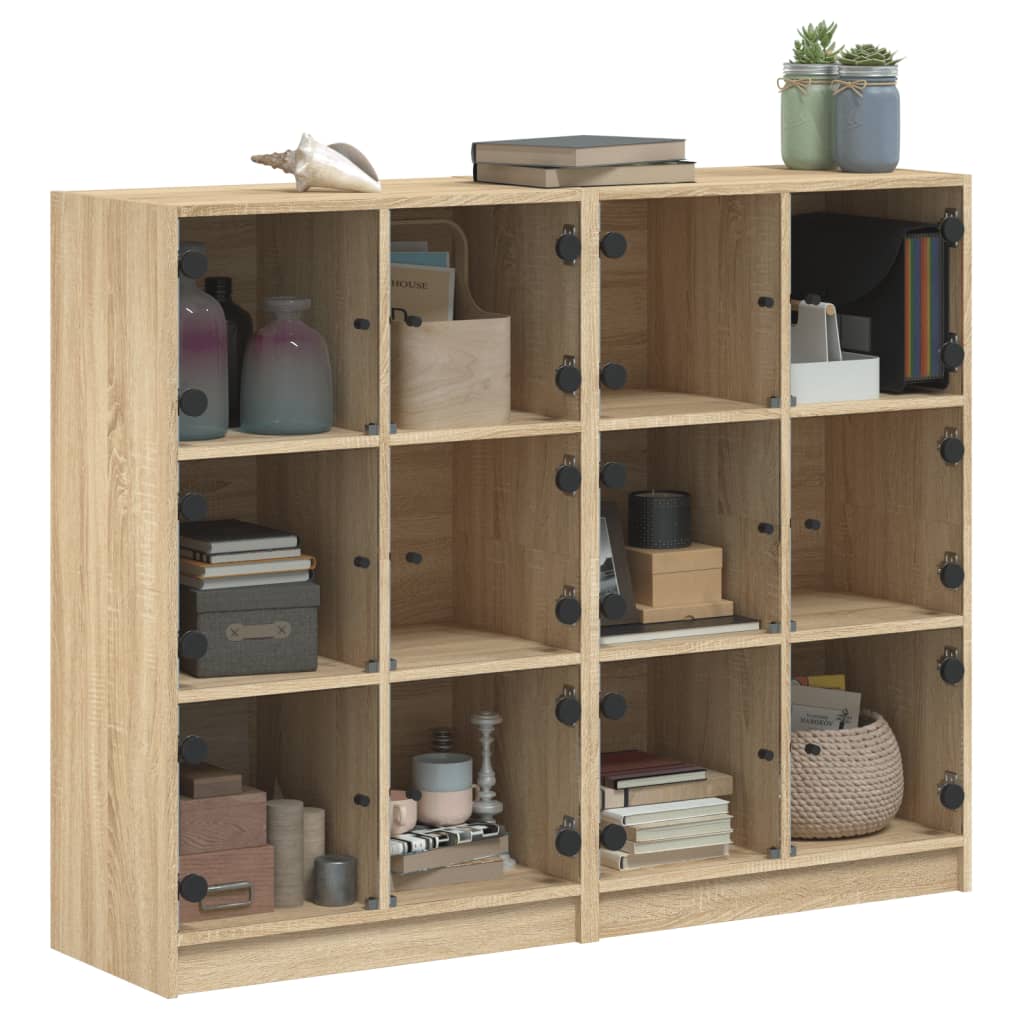 Boekenkast met deuren 136x37x109 cm hout sonoma eikenkleurig