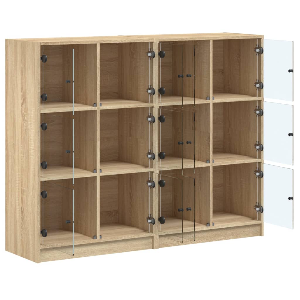 Boekenkast met deuren 136x37x109 cm hout sonoma eikenkleurig