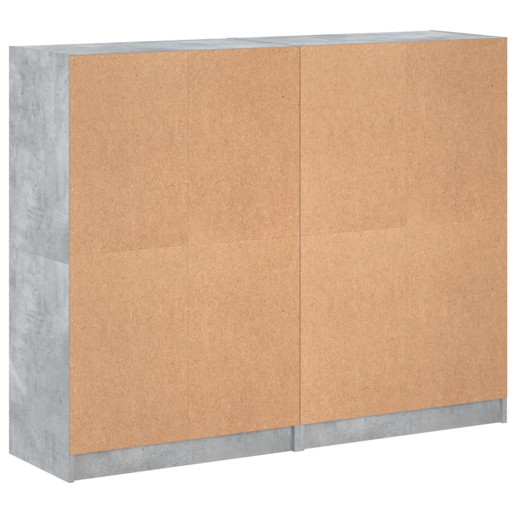 Boekenkast met deuren 136x37x109 cm bewerkt hout betongrijs