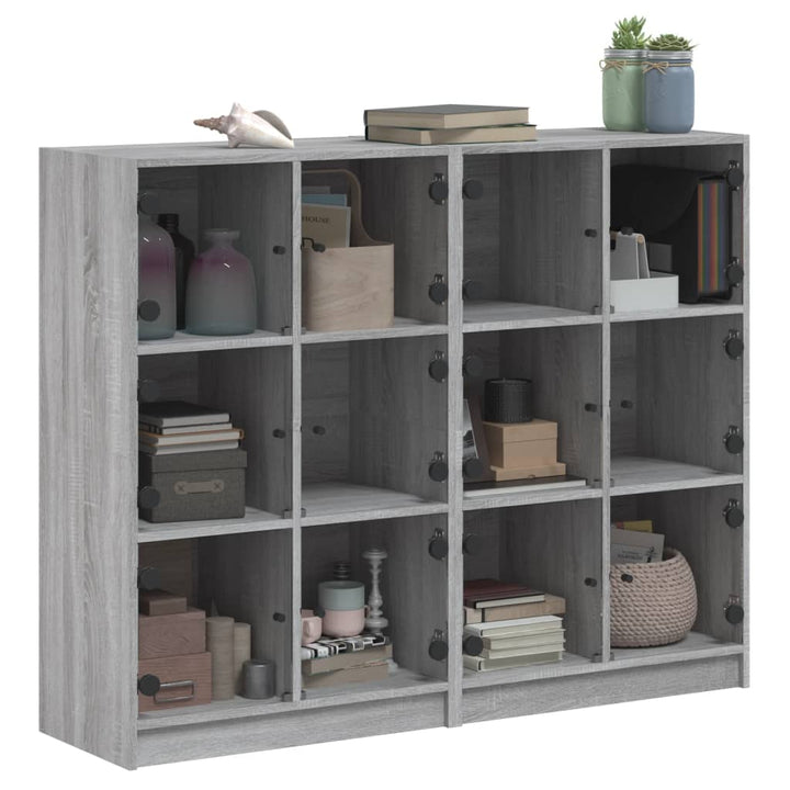 Boekenkast met deuren 136x37x109 cm hout grijs sonoma eiken