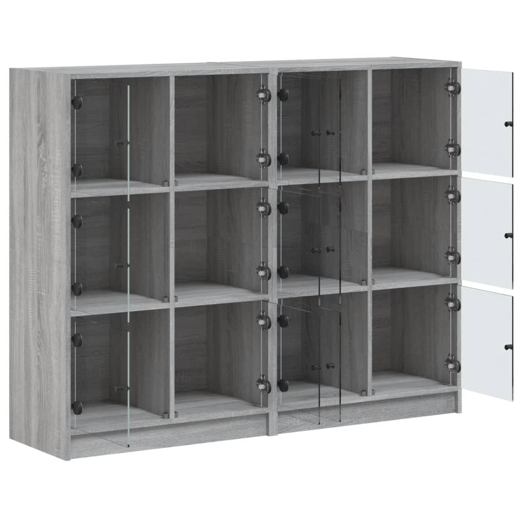 Boekenkast met deuren 136x37x109 cm hout grijs sonoma eiken