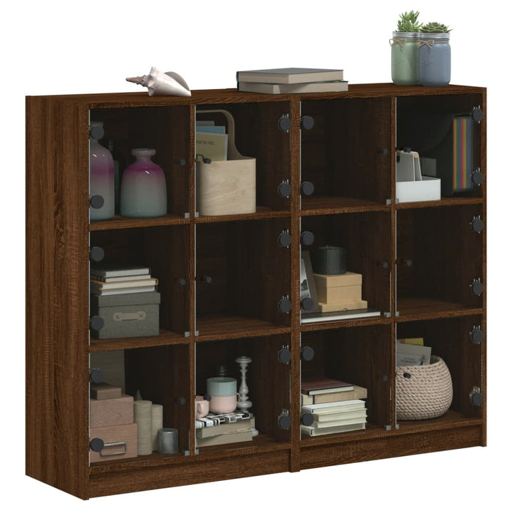 Boekenkast met deuren 136x37x109 cm hout bruineikenkleurig