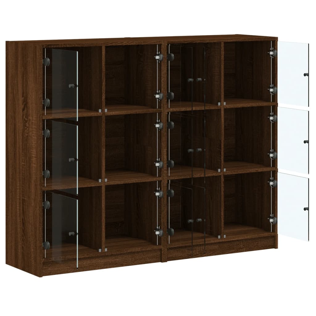 Boekenkast met deuren 136x37x109 cm hout bruineikenkleurig