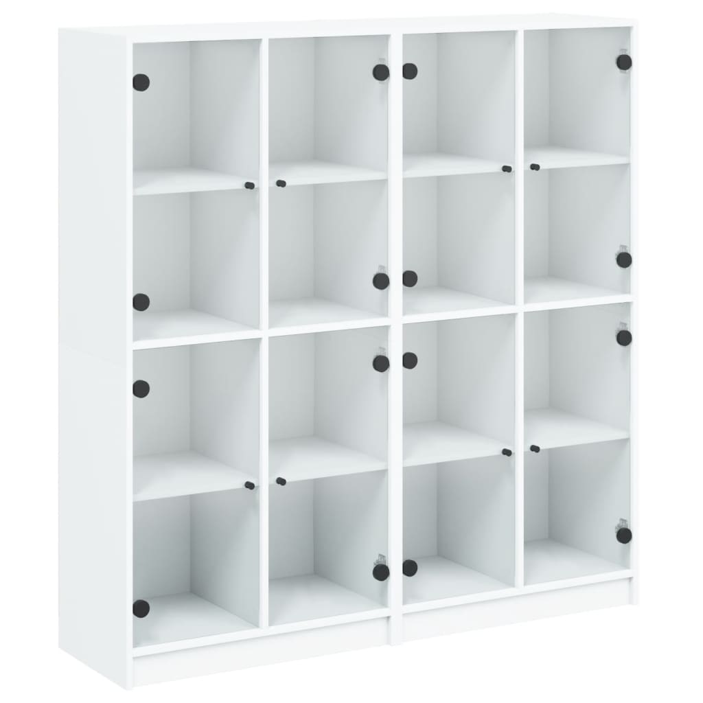 Boekenkast met deuren 136x37x142 cm bewerkt hout wit