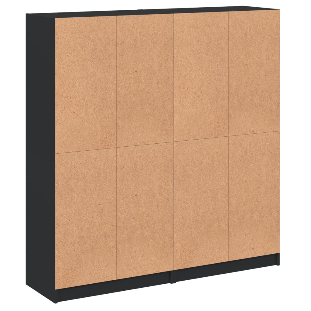 Boekenkast met deuren 136x37x142 cm bewerkt hout zwart