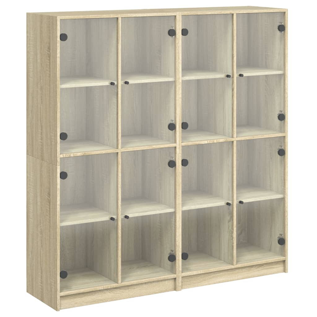 Boekenkast met deuren 136x37x142 cm hout sonoma eikenkleurig