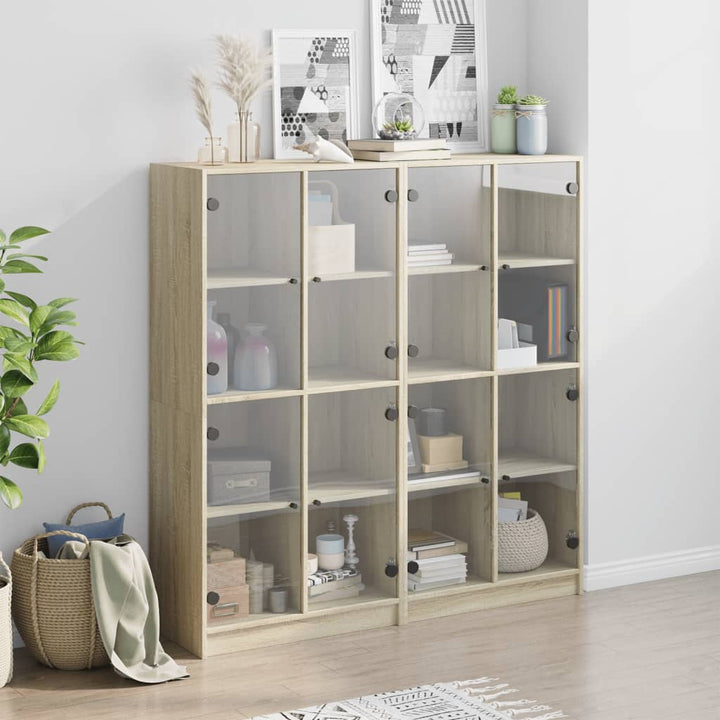 Boekenkast met deuren 136x37x142 cm hout sonoma eikenkleurig