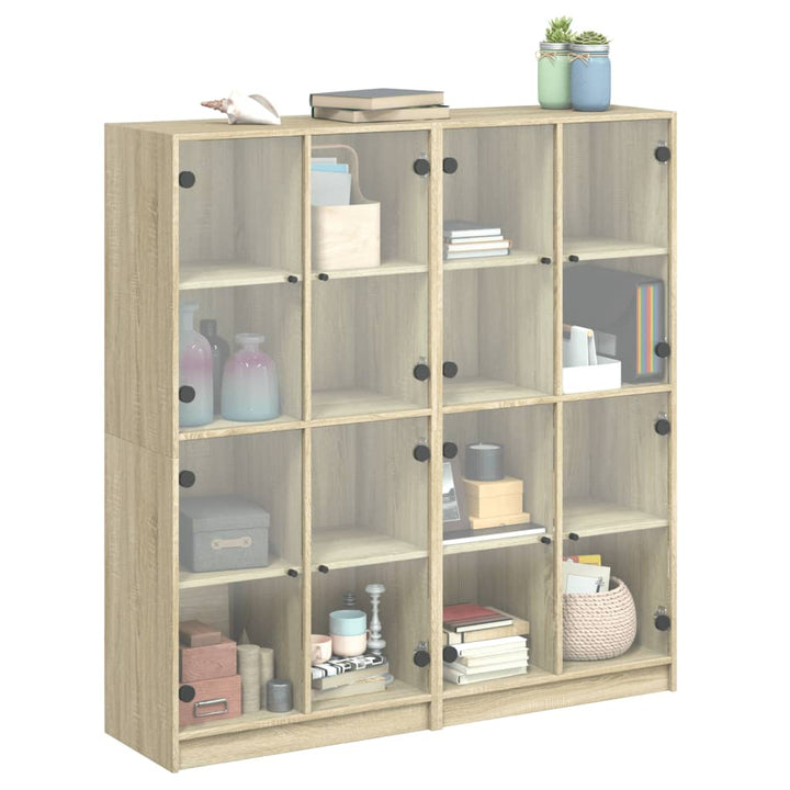 Boekenkast met deuren 136x37x142 cm hout sonoma eikenkleurig