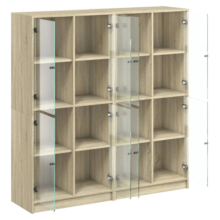 Boekenkast met deuren 136x37x142 cm hout sonoma eikenkleurig