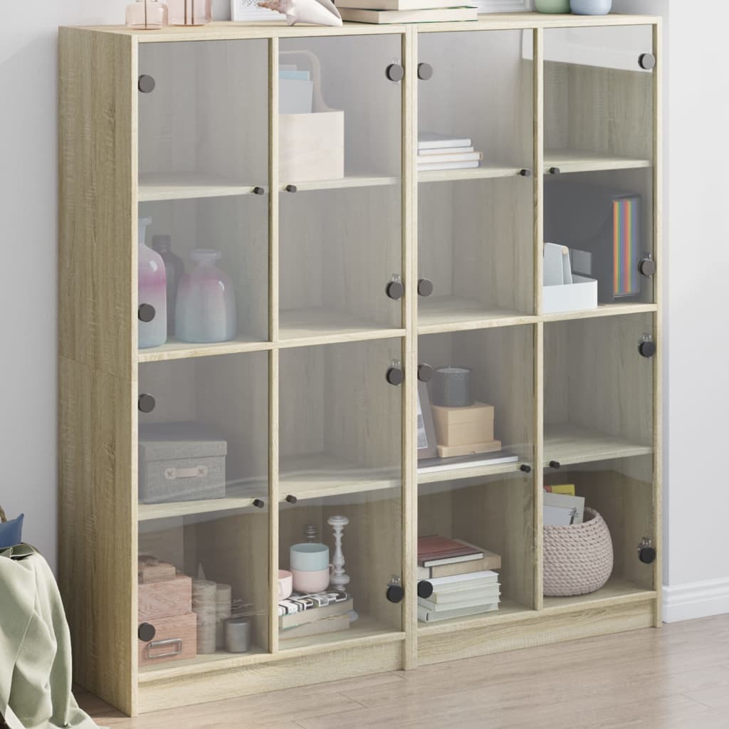 Boekenkast met deuren 136x37x142 cm hout sonoma eikenkleurig