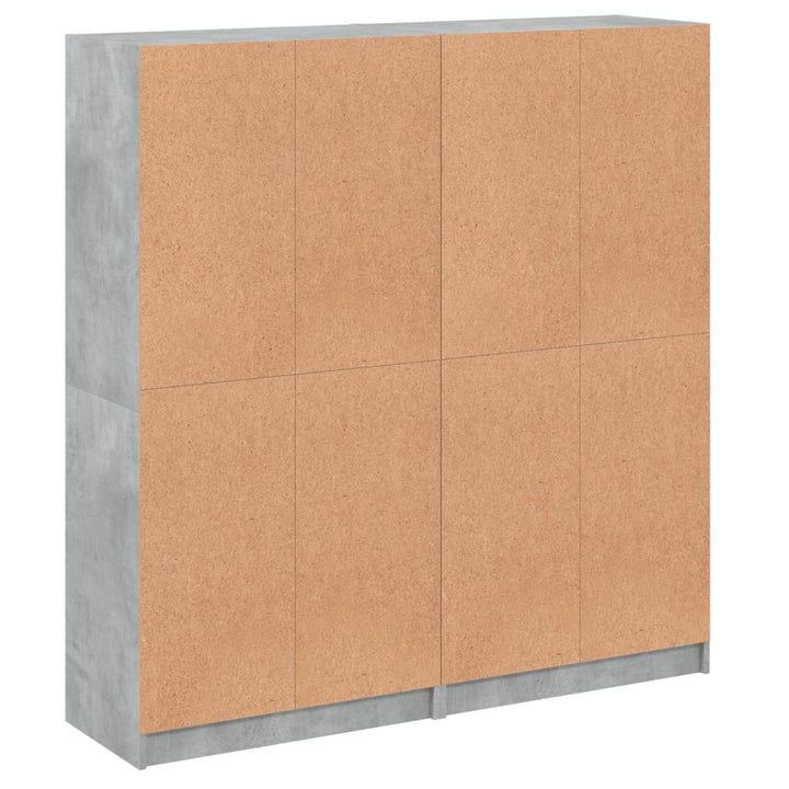 Boekenkast met deuren 136x37x142 cm bewerkt hout betongrijs