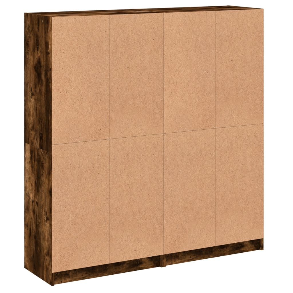 Boekenkast met deuren 136x37x142 cm hout gerookt eikenkleurig