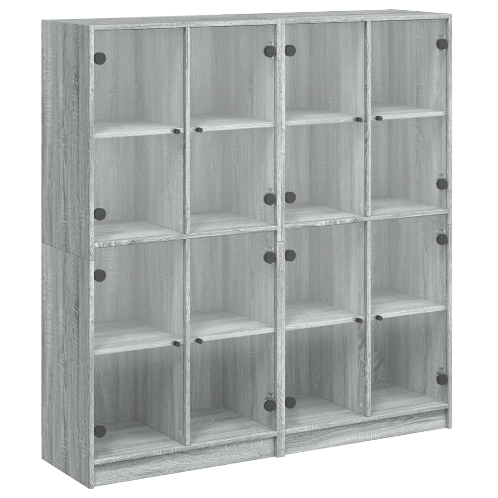 Boekenkast met deuren 136x37x142 cm hout grijs sonoma eiken