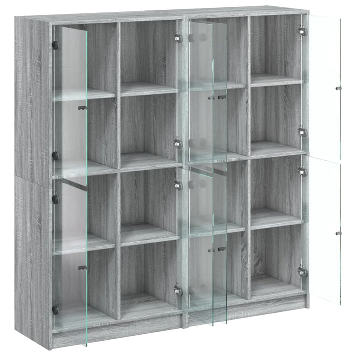 Boekenkast met deuren 136x37x142 cm hout grijs sonoma eiken