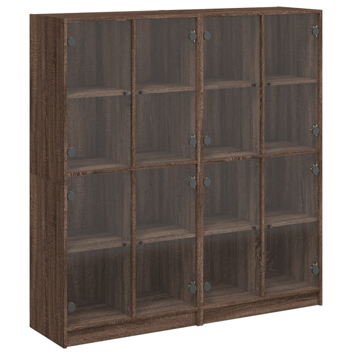 Boekenkast met deuren 136x37x142 cm hout bruineikenkleurig