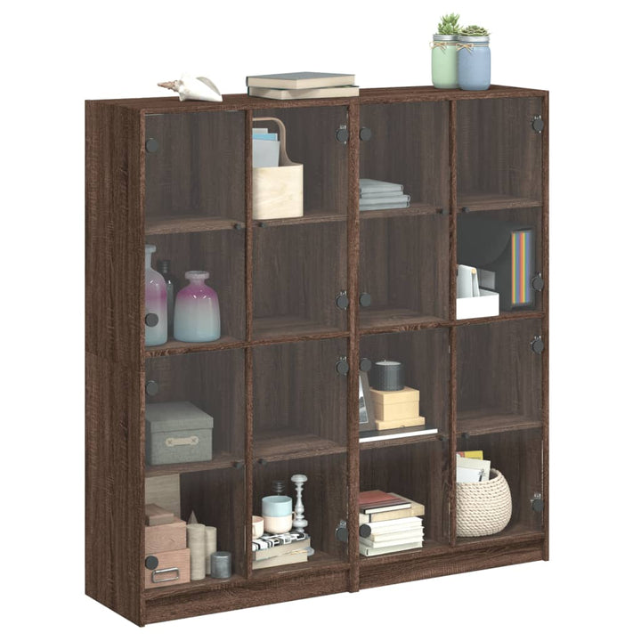 Boekenkast met deuren 136x37x142 cm hout bruineikenkleurig