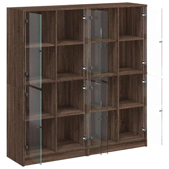 Boekenkast met deuren 136x37x142 cm hout bruineikenkleurig