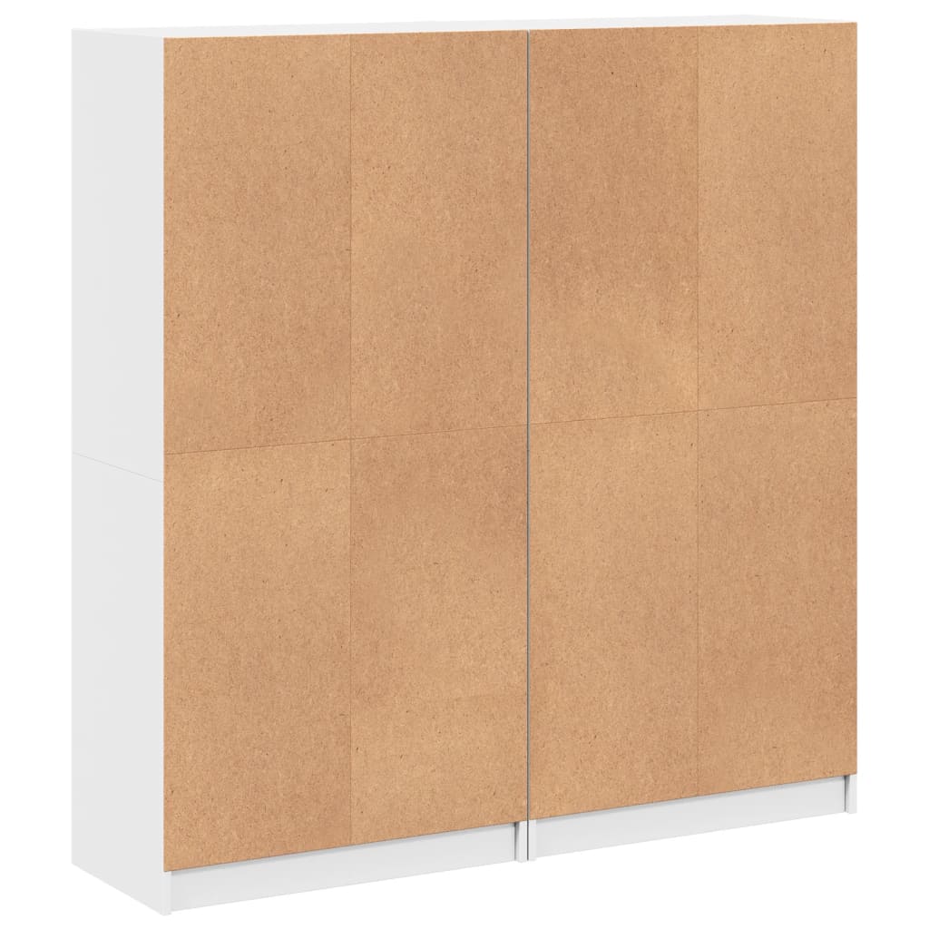 Boekenkast met deuren 136x37x142 cm bewerkt hout wit