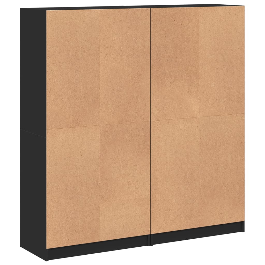 Boekenkast met deuren 136x37x142 cm bewerkt hout zwart