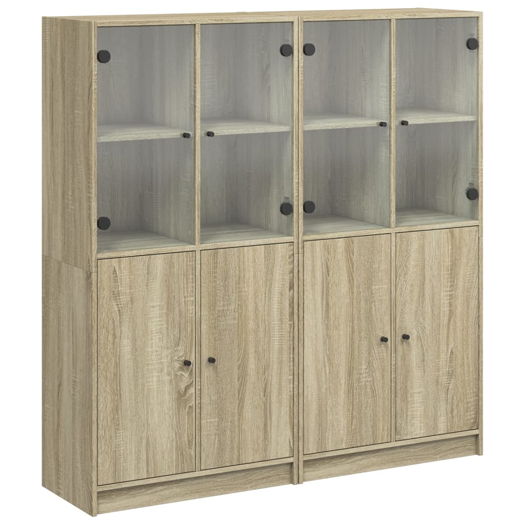 Boekenkast met deuren 136x37x142 cm hout sonoma eikenkleurig