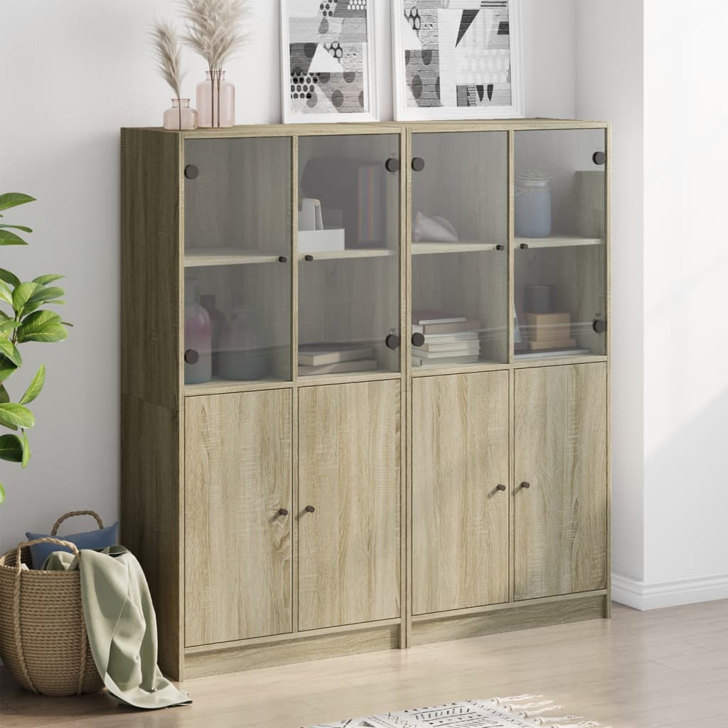 Boekenkast met deuren 136x37x142 cm hout sonoma eikenkleurig