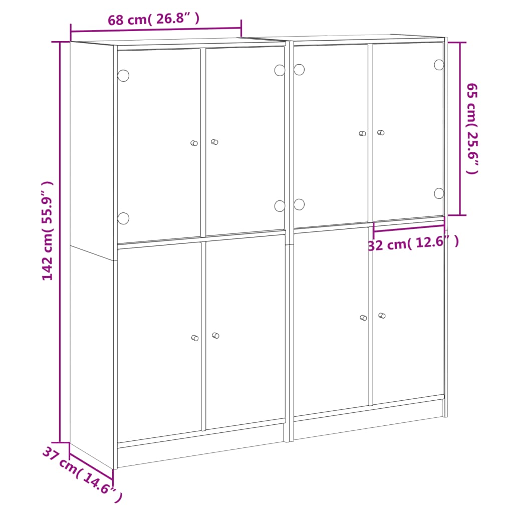 Boekenkast met deuren 136x37x142 cm hout sonoma eikenkleurig