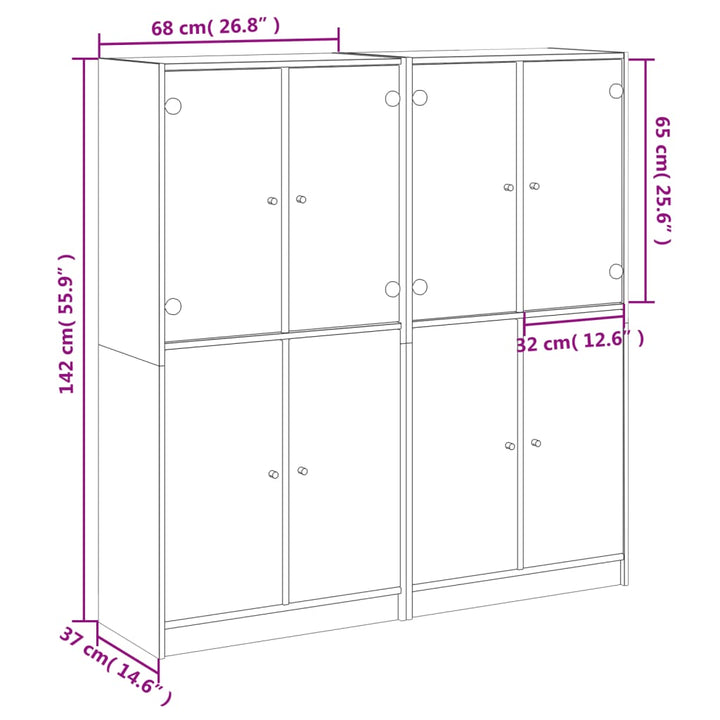 Boekenkast met deuren 136x37x142 cm hout sonoma eikenkleurig