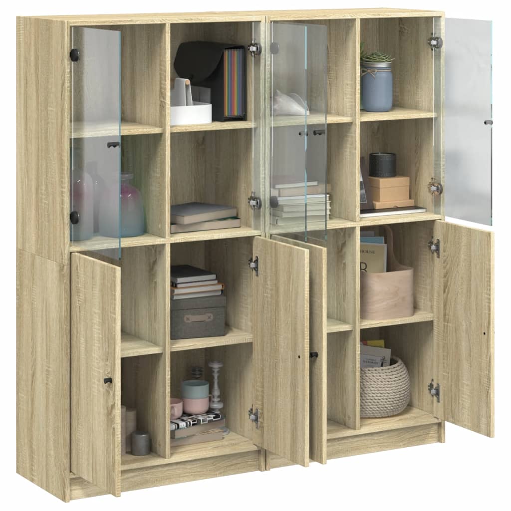 Boekenkast met deuren 136x37x142 cm hout sonoma eikenkleurig