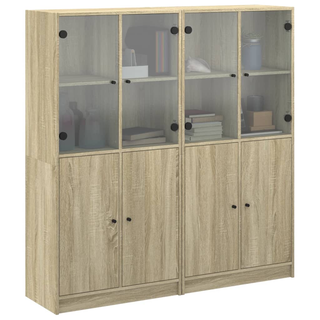 Boekenkast met deuren 136x37x142 cm hout sonoma eikenkleurig