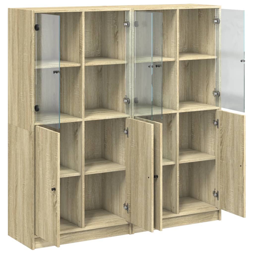 Boekenkast met deuren 136x37x142 cm hout sonoma eikenkleurig