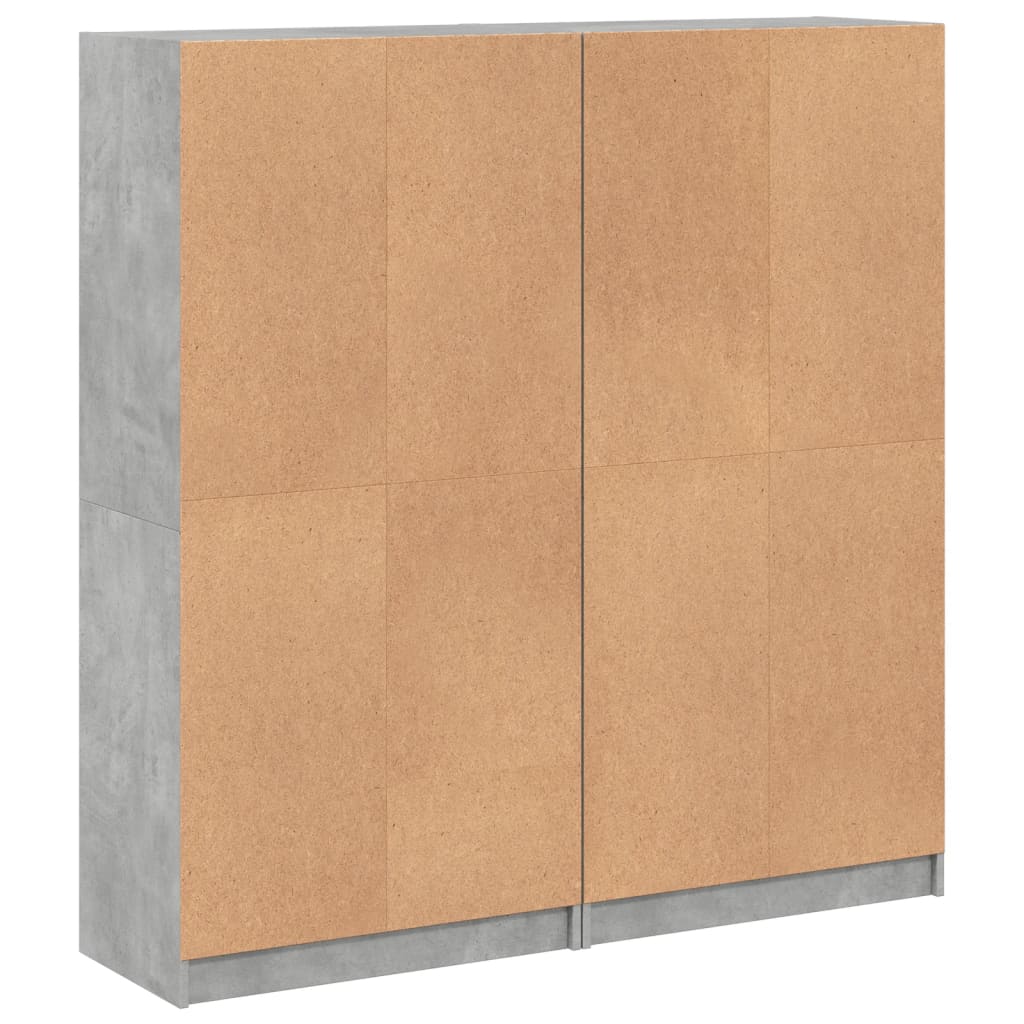 Boekenkast met deuren 136x37x142 cm bewerkt hout betongrijs