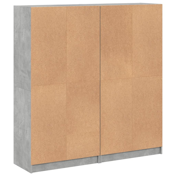 Boekenkast met deuren 136x37x142 cm bewerkt hout betongrijs