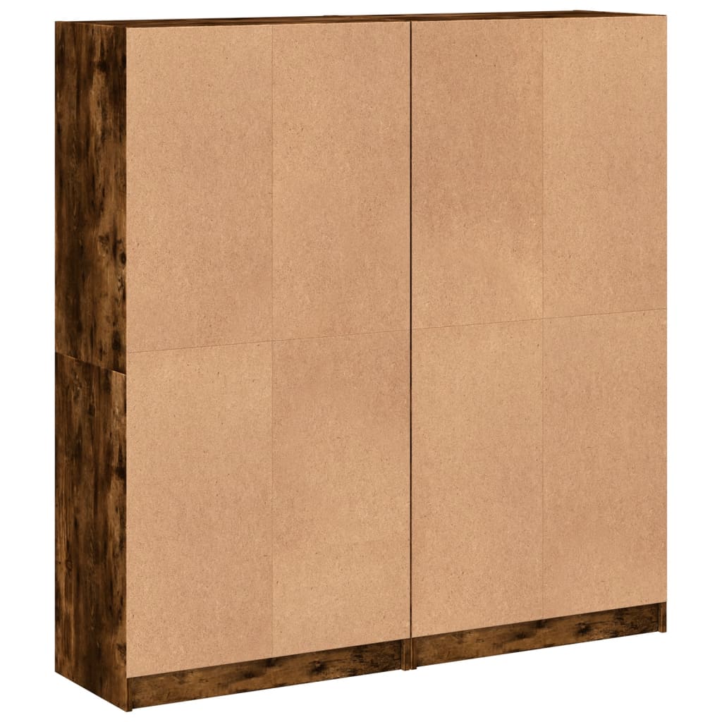 Boekenkast met deuren 136x37x142 cm hout gerookt eikenkleurig