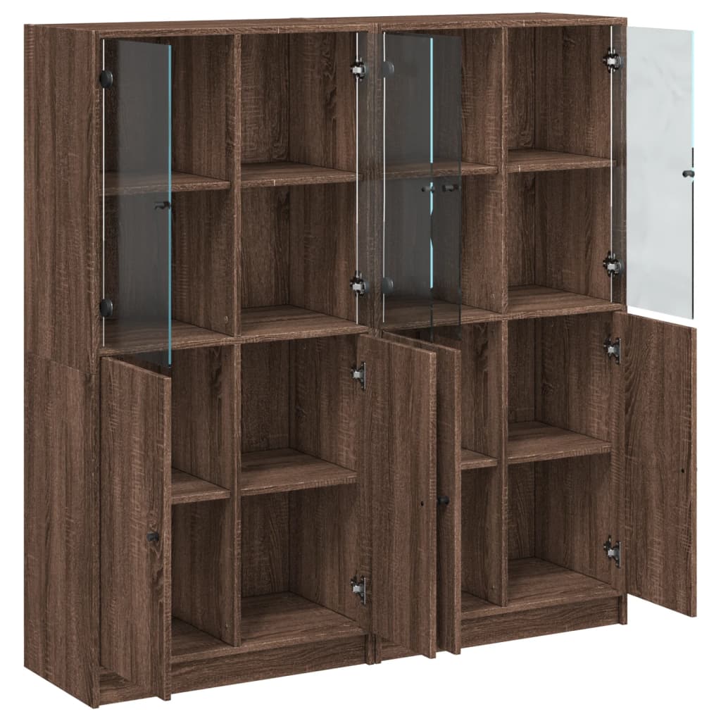 Boekenkast met deuren 136x37x142 cm hout bruineikenkleurig