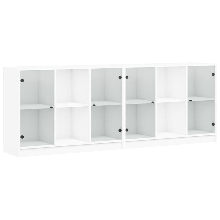 Boekenkast met deuren 204x37x75 cm bewerkt hout wit