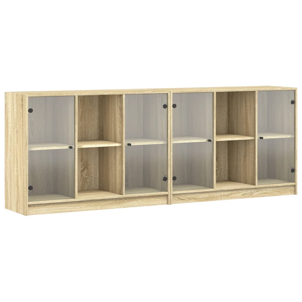 Boekenkast met deuren 204x37x75 cm hout sonoma eikenkleurig