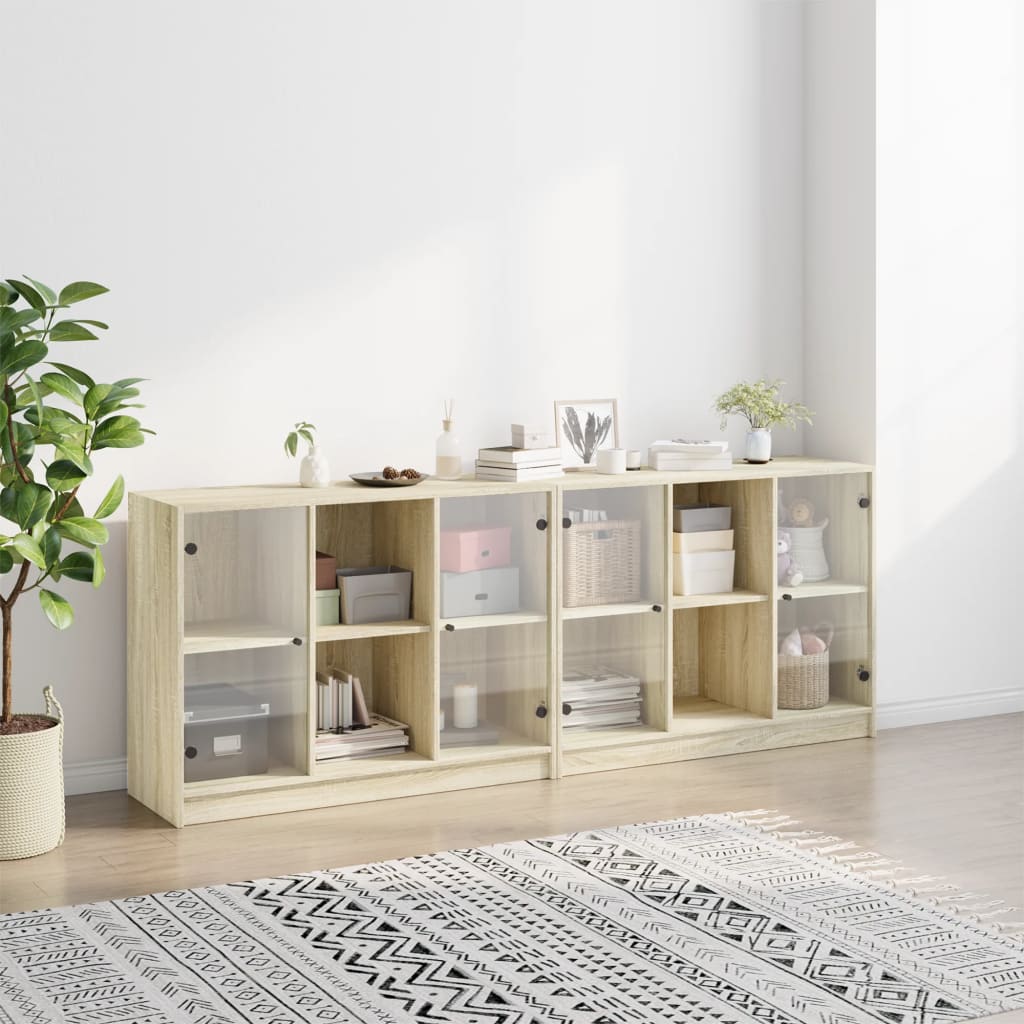 Boekenkast met deuren 204x37x75 cm hout sonoma eikenkleurig