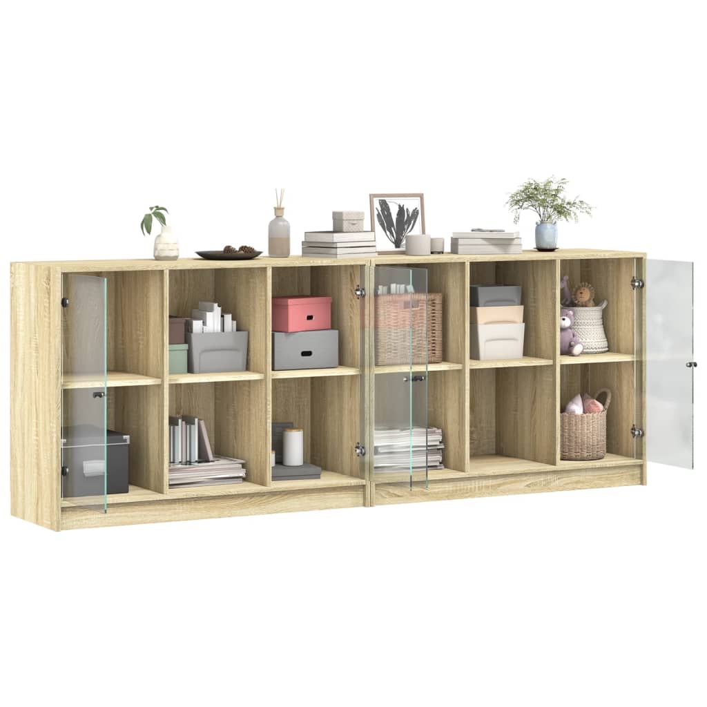 Boekenkast met deuren 204x37x75 cm hout sonoma eikenkleurig