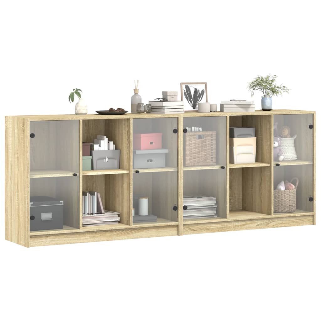 Boekenkast met deuren 204x37x75 cm hout sonoma eikenkleurig