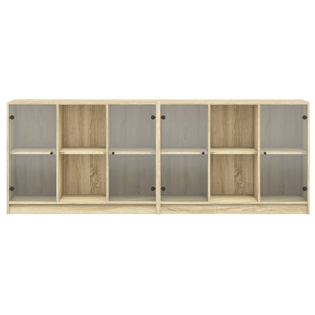 Boekenkast met deuren 204x37x75 cm hout sonoma eikenkleurig