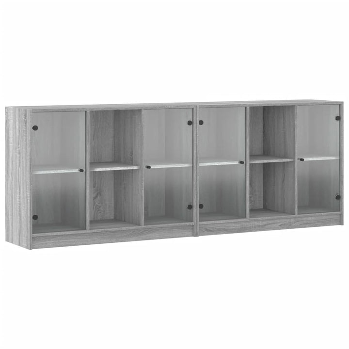 Boekenkast met deuren 204x37x75 cm hout grijs sonoma eikenkleur