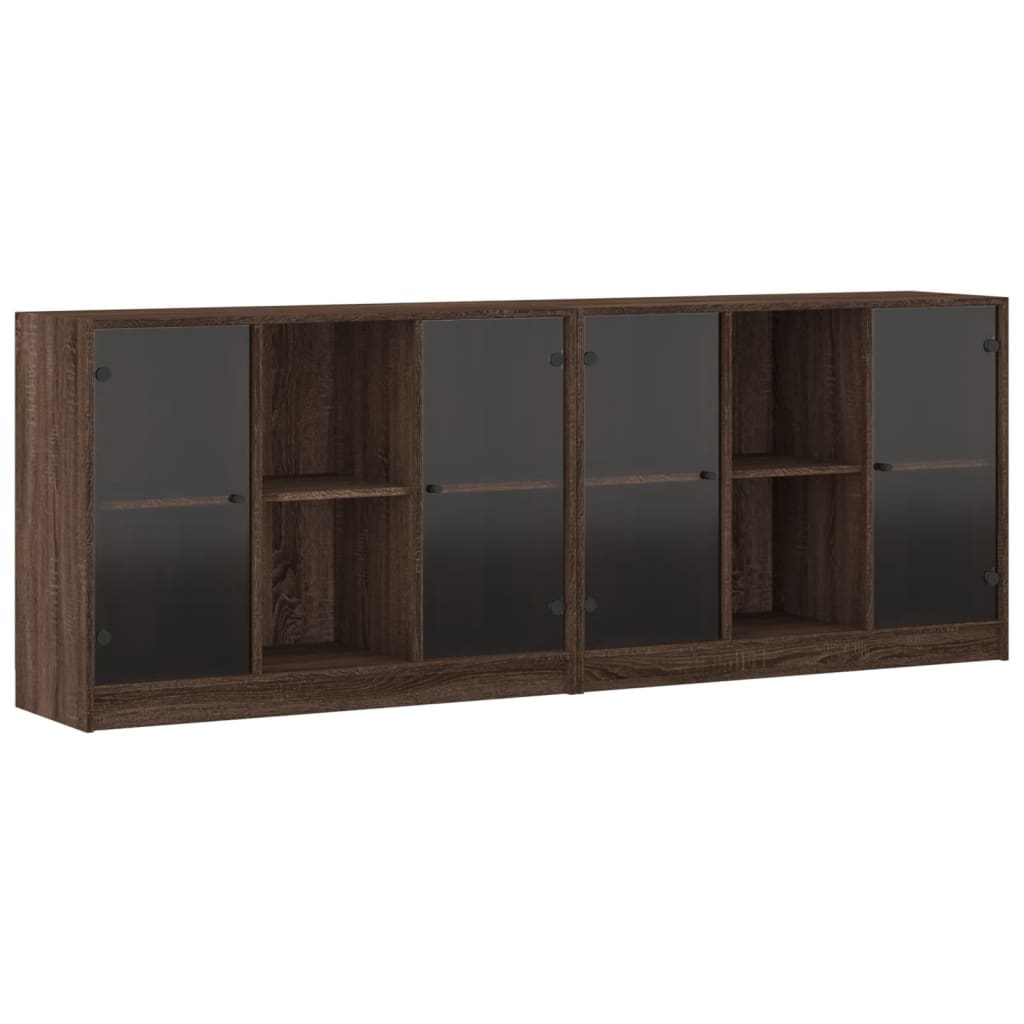 Boekenkast met deuren 204x37x75 cm hout bruineikenkleurig