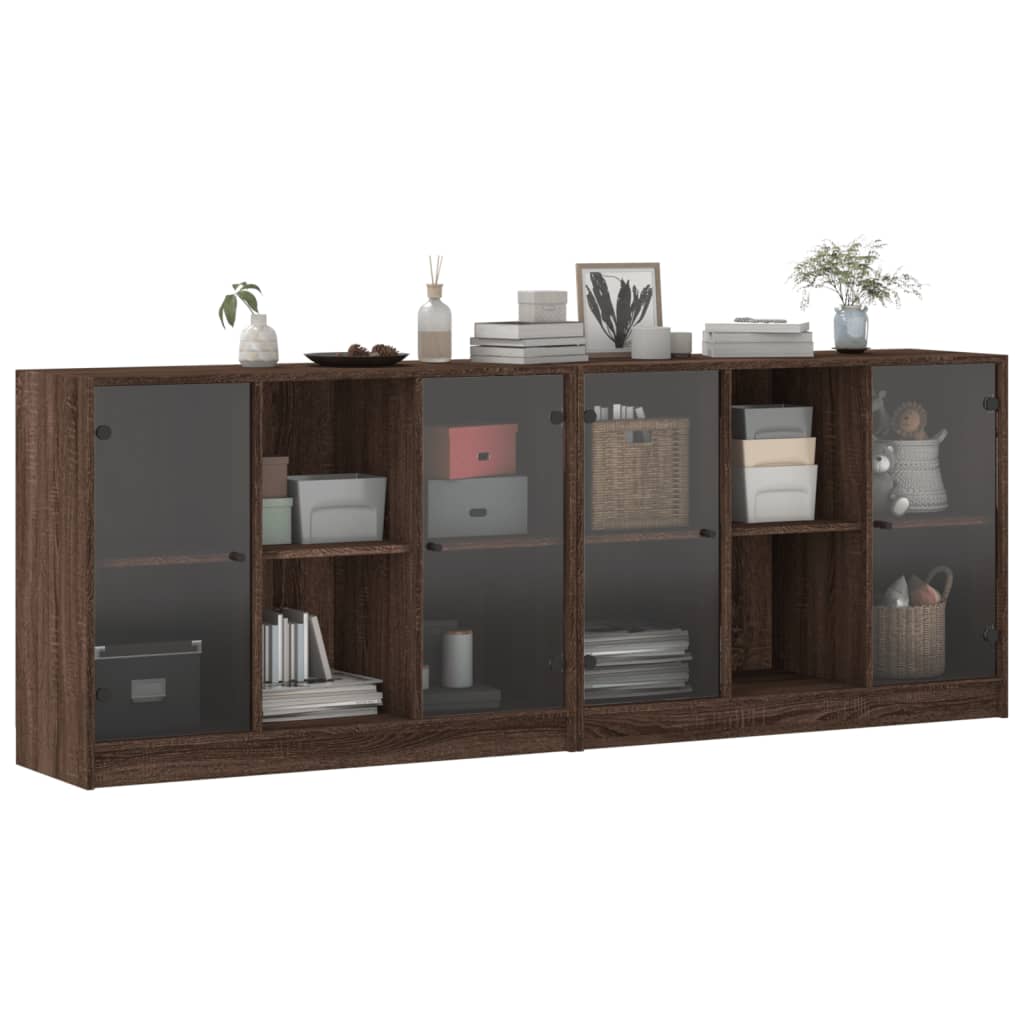 Boekenkast met deuren 204x37x75 cm hout bruineikenkleurig